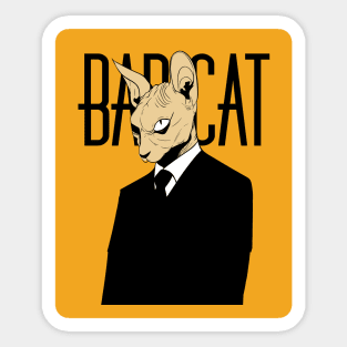 Bad sphinx Cat whit suit "yellow background" Sticker